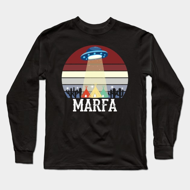 Marfa TX Ghost Lights Festival UFO Texas Art Long Sleeve T-Shirt by alltheprints